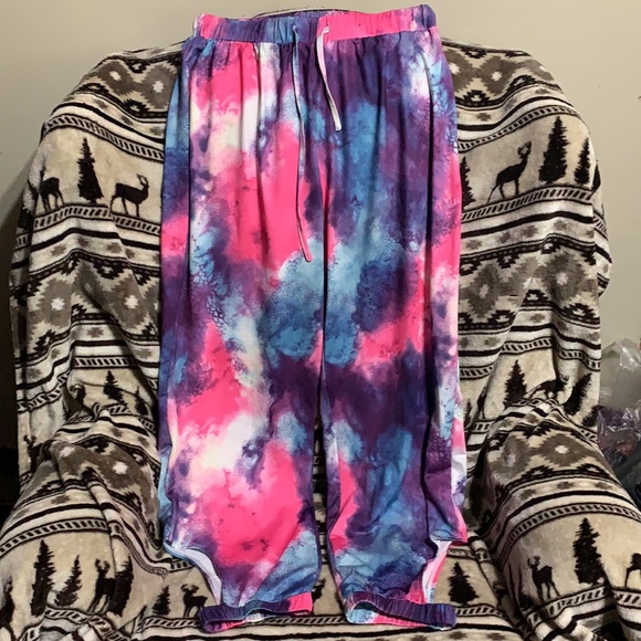 Shein Tie Dye Drawstring Waist Cut Out Sports Pants - Picture 4 of 7